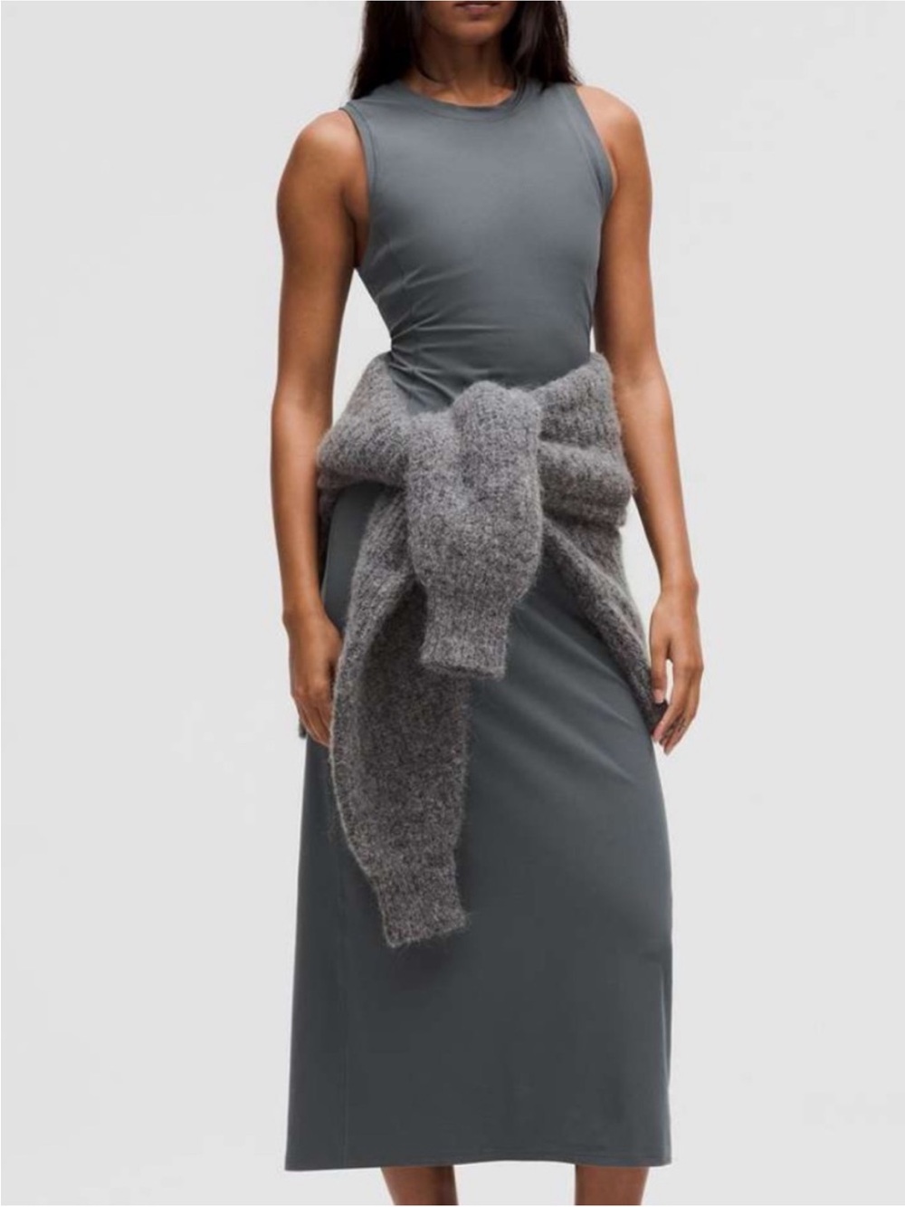 Lululemon All Aligned Ribbed Midi Dress Oil Grey Size 8 NWT